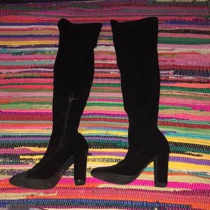 Knee high velvet boots